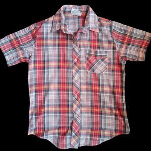 Small True Vintage Women's Camp Shirt Plaid Button-Up 1980's Thin Buttery Mom